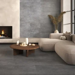Carrelage sol et mur intérieur gris foncé effet pierre L.60,4 x l.30 cm x ép.7,4 mm, Mitha- Carrelage Mural Pour Wc|Carrelage Mural Effet Pierre