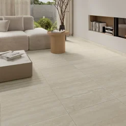 GoodHome Carrelage Sol Pour Salle De Bains|Carrelage Mural Pour Salle De Bains<Carrelage sol et mur intérieur beige effet pierre L.59,5 x l.59,5 cm x ép.9,5 mm, Kyat