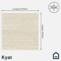GoodHome Carrelage Sol Pour Salle De Bains|Carrelage Mural Pour Salle De Bains<Carrelage sol et mur intérieur beige effet pierre L.59,5 x l.59,5 cm x ép.9,5 mm, Kyat