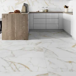 Carrelage sol et mur intérieur en grès cérame effet marbre blanc mat L.120 x l.60 cm x ép.9 mm, Fiordo Reve- Carrelage Mural Pour Pièce À Vivre|Carrelage Mural Effet Marbre