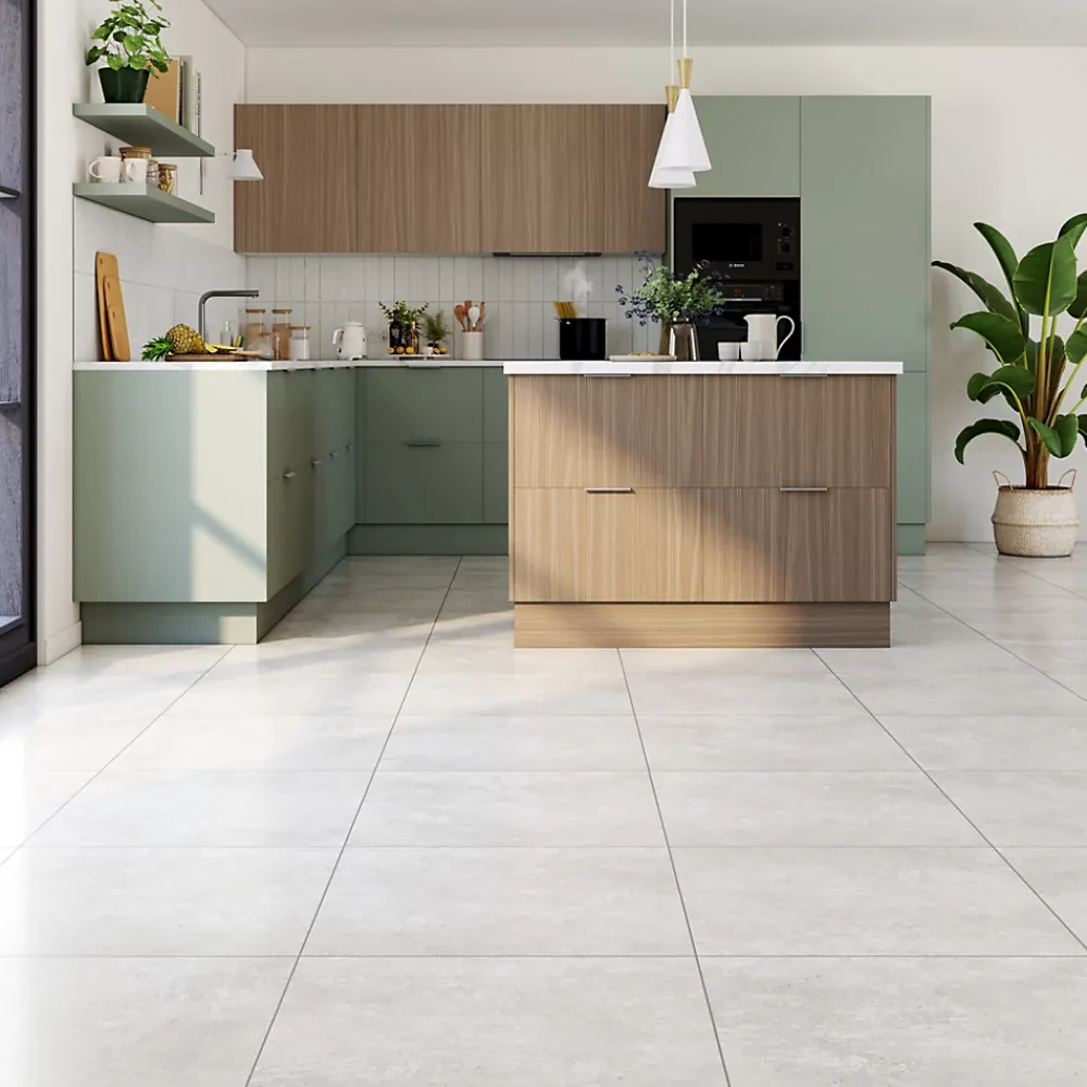 Carrelage Mural Effet Béton|Carrelage Sol Effet Béton<Carrelage sol et mur intérieur effet béton blanc mat L.60 x l.60 cm x ép.10 mm, Saumur