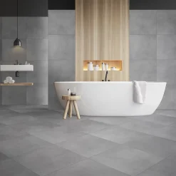 GoodHome Carrelage Mural Effet Béton|Carrelage Mural Pour Douche<Carrelage sol et mur intérieur gris mat effet béton L.42.6 x l.42.6 cm x ép.7,4 mm, Konkrete