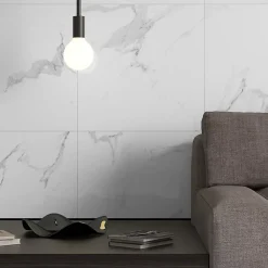 Ecoceramic Carrelage Mural Effet Marbre|Carrelage Mural Pour Douche<Carrelage sol et mur intérieur en grès effet marbre blanc brillant L.60 x l.60 cm x ép.8,5 mm, Aria