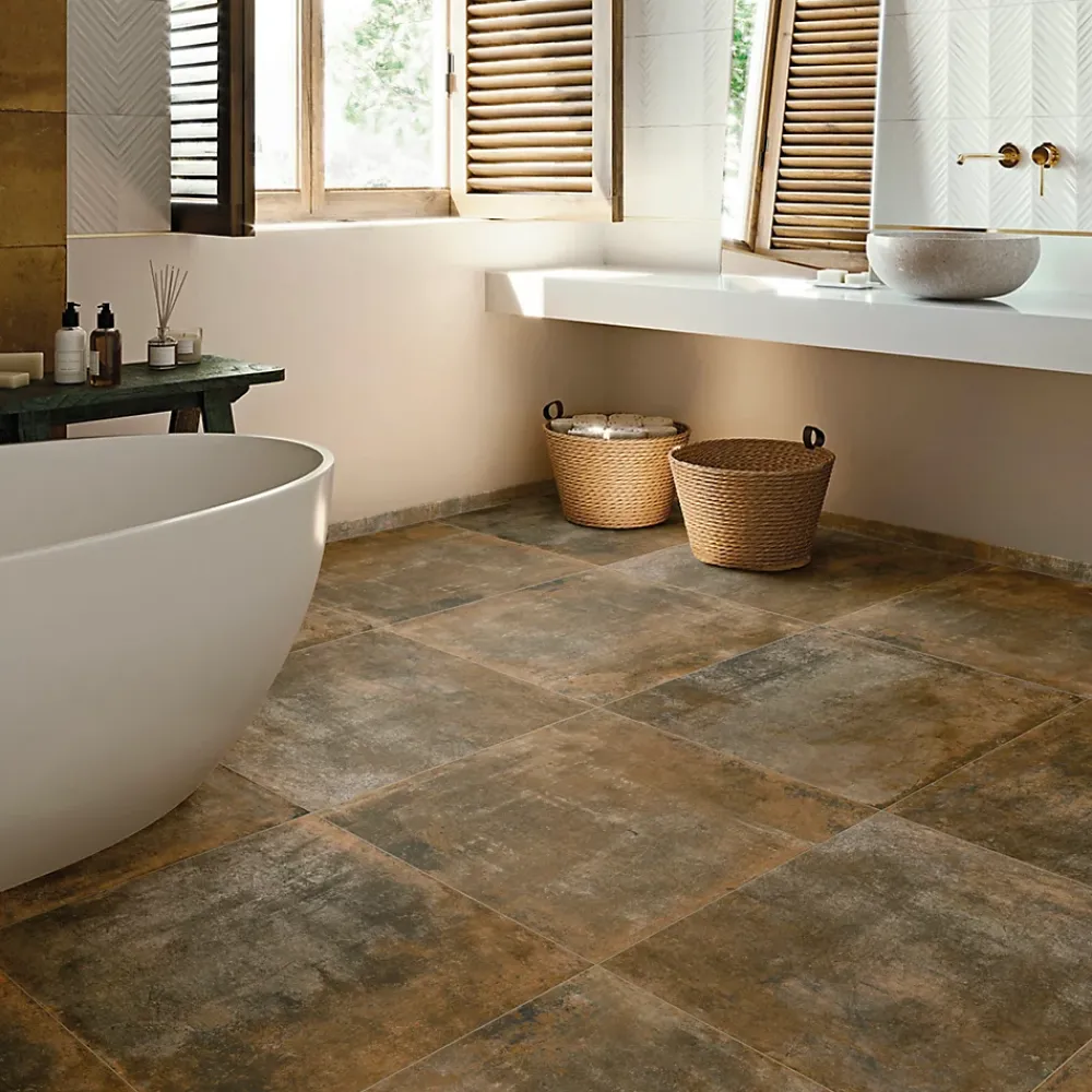 Carrelage Mural Effet Béton|Carrelage Mural Pour Douche<Carrelage sol et mur intérieur effet béton oxydé L.61 x l.61 cm x ép.9 mm, Real Ruggine