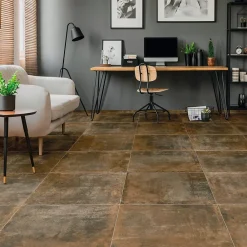 Carrelage Mural Effet Béton|Carrelage Mural Pour Douche<Carrelage sol et mur intérieur effet béton oxydé L.61 x l.61 cm x ép.9 mm, Real Ruggine