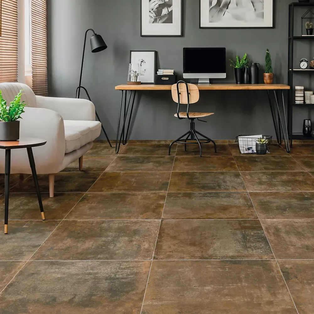 Carrelage Mural Effet Béton|Carrelage Mural Pour Douche<Carrelage sol et mur intérieur effet béton oxydé L.61 x l.61 cm x ép.9 mm, Real Ruggine