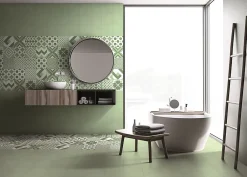 Carrelage sol et mur intérieur uni vert menthe L.20 x l.20 cm x 7,4 mm, Glamour Mint- Carrelage Mural Pour Douche|Carrelage Mural Pour Cuisine