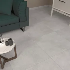 Ecoceramic Carrelage sol et mur intérieur gris clair effet béton L.60 x l.60 cm x ép.9,5 mm, District- Carrelage Mural Effet Béton|Carrelage Mural Pour Douche
