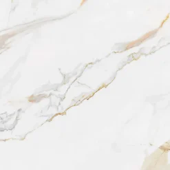 Ecoceramic Carrelage sol et mur intérieur grès cérame émaillé effet marbre blanc mat et doré L.60 x l.60 cm x ép.8,5 mm, Aster- Carrelage Mural Pour Douche|Carrelage Mural Pour Wc