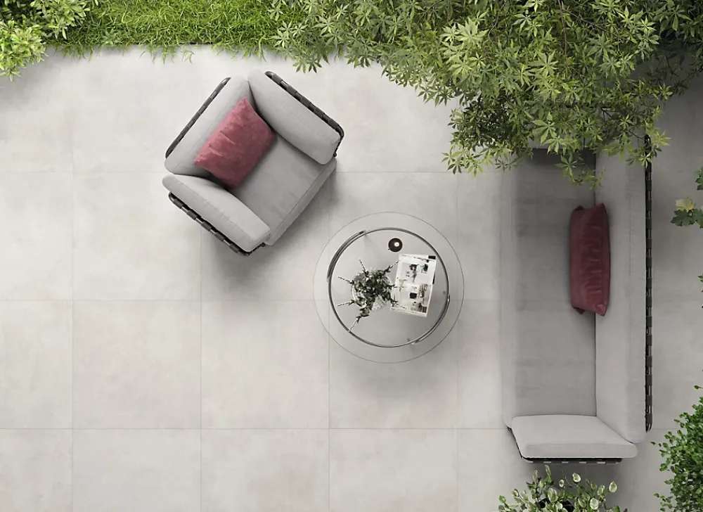 Cristacer Carrelage sol et mur intérieur / extérieur effet béton ciré antidérapant R11 Umbria Ivory .60 X L.60 cm rectifié 1er choix- Carrelage Extérieur Et Terrasse