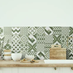 Carrelage Mural Effet Carreaux De Ciment|Carrelage Mural Pour Pièce À Vivre<Carrelage sol et mur intérieur effet carreaux de ciment tons vert menthe L.20 x l.20 cm x ép.7,4 mm, Glamour Mint Mix