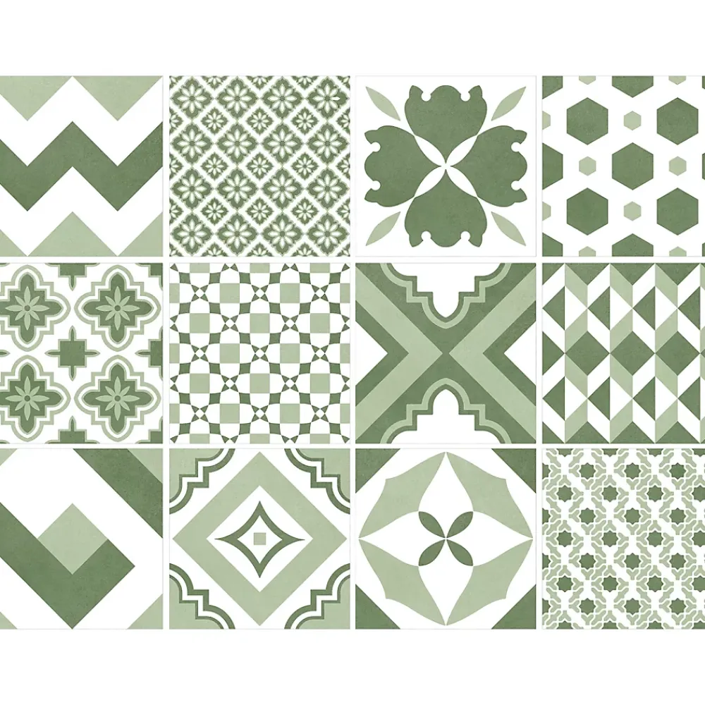 Carrelage Mural Effet Carreaux De Ciment|Carrelage Mural Pour Pièce À Vivre<Carrelage sol et mur intérieur effet carreaux de ciment tons vert menthe L.20 x l.20 cm x ép.7,4 mm, Glamour Mint Mix