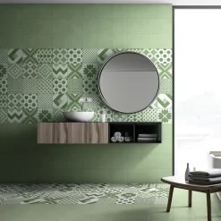 Carrelage Mural Effet Carreaux De Ciment|Carrelage Mural Pour Pièce À Vivre<Carrelage sol et mur intérieur effet carreaux de ciment tons vert menthe L.20 x l.20 cm x ép.7,4 mm, Glamour Mint Mix