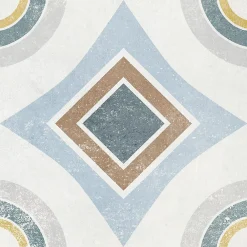 Carrelage Mural Effet Carreaux De Ciment|Carrelage Sol Effet Carreaux De Ciment<Carrelage sol et mur intérieur effet carreaux de ciment tons bleus et ocres L.20 x l.20 cm x ép.7,4 mm, Liberty bleu