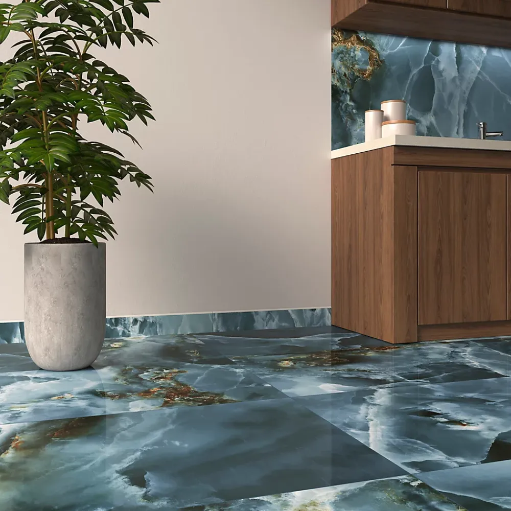 Carrelage sol et mur intérieur effet marbre bleu poli L.120 x l.60 cm x ép.10,5 mm, Iceland- Carrelage Mural Pour Douche|Carrelage Mural Pour Wc