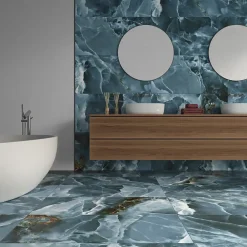 Carrelage sol et mur intérieur effet marbre bleu poli L.120 x l.60 cm x ép.10,5 mm, Iceland- Carrelage Mural Pour Douche|Carrelage Mural Pour Wc