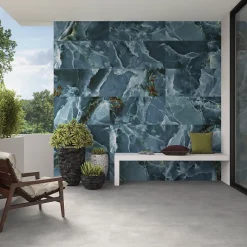 Carrelage sol et mur intérieur effet marbre bleu poli L.120 x l.60 cm x ép.10,5 mm, Iceland- Carrelage Mural Pour Douche|Carrelage Mural Pour Wc