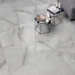Carrelage sol et mur intérieur effet marbre blanc brillant L.60 x l.60 cm x ép.9 mm, Harvey- Carrelage Mural Pour Pièce À Vivre|Carrelage Mural Effet Marbre