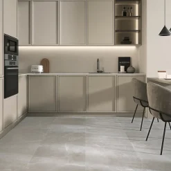 Carrelage sol et mur intérieur gris clair effet pierre L.60,4 x l.60 cm x ép.7,4 mm, Himalaya- Carrelage Mural Effet Béton|Carrelage Mural Pour Douche