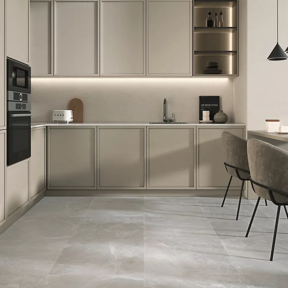 Carrelage sol et mur intérieur gris clair effet pierre L.60,4 x l.60 cm x ép.7,4 mm, Himalaya- Carrelage Mural Effet Béton|Carrelage Mural Pour Douche