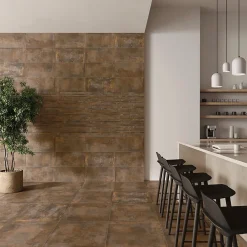 Carrelage Mural Pour Wc|Carrelage Mural Effet Béton<Carrelage sol et mur intérieur en grès cérame émaillé effet béton marron cuivré satin L.61 x l.31 cm x ép.8 mm, Malt