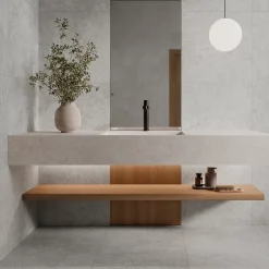 Ecoceramic Carrelage Mural Pour Salle De Bains|Carrelage Mural Pour Wc<Carrelage sol et mur intérieur en grès cérame émaillé effet pierre gris mat L.60 x l.60 cm x ép.8,5 mm, Basilea