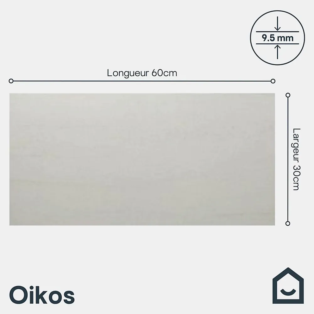 GoodHome Carrelage Mural Effet Pierre|Carrelage Mural Pour Douche<Carrelage sol et mur intérieur ivoire effet pierre L.60 x l.30 cm x ép.9,5 mm, Oikos