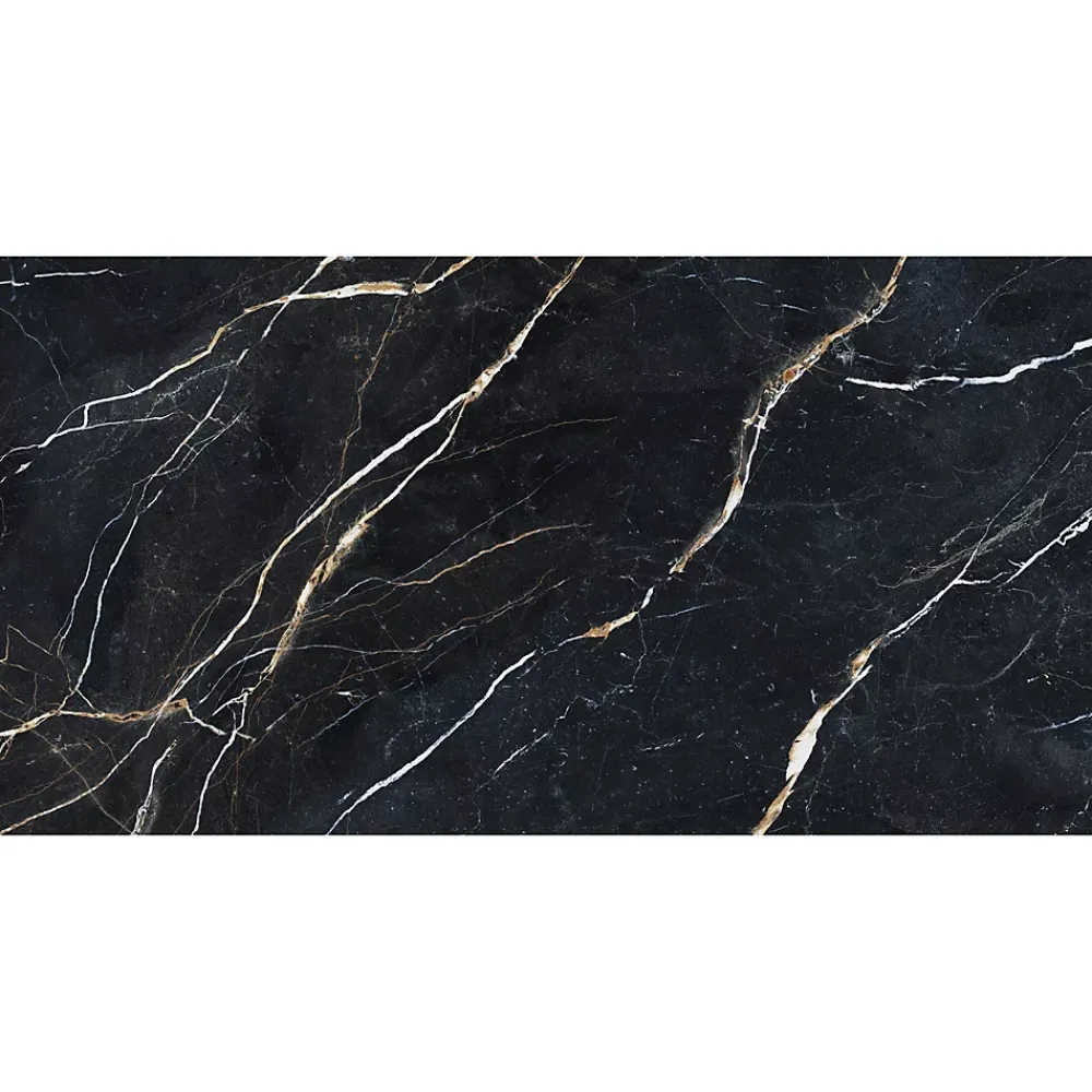 Baldocer Carrelage sol et mur intérieur en grès cérame effet marbre noir et doré L.120 x l.60 cm x ép.9 mm, Moonlight- Carrelage Mural Pour Douche|Carrelage Mural Pour Cuisine