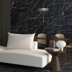 Baldocer Carrelage sol et mur intérieur en grès cérame effet marbre noir et doré L.120 x l.60 cm x ép.9 mm, Moonlight- Carrelage Mural Pour Douche|Carrelage Mural Pour Cuisine