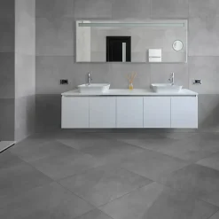 GoodHome Carrelage sol et mur intérieur gris mat effet béton L.61,6 x l.61,6 cm x ép.8,5 mm, Konkrete- Carrelage Mural Effet Béton|Carrelage Mural Pour Douche