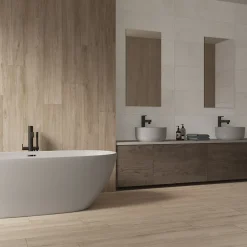 Ecoceramic Carrelage sol et mur intérieur intérieur en grès cérame émaillé effet bois brut mat L.120 x l.20 cm x ép.9 mm, Atelier- Carrelage Mural Effet Bois|Carrelage Mural Pour Douche