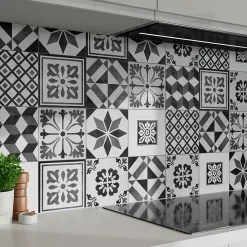 GoodHome Carrelage Mural Pour Douche|Carrelage Mural Pour Wc<Carrelage sol et mur intérieur effet carreau de ciment tons gris L.20 x l.20 cm x ép.8,2 mm, Konkrete