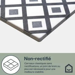 GoodHome Carrelage Mural Pour Douche|Carrelage Mural Pour Wc<Carrelage sol et mur intérieur effet carreau de ciment tons gris L.20 x l.20 cm x ép.8,2 mm, Konkrete