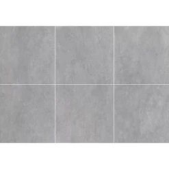 Carrelage sol et mur intérieur gris clair effet pierre L.60,4 x l.60,4 cm x ép.7,4 mm, Mitha- Carrelage Mural Effet Béton|Carrelage Mural Pour Douche