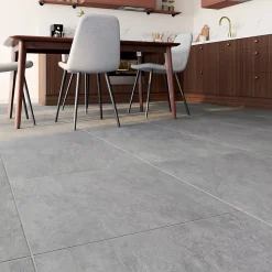 Carrelage sol et mur intérieur gris clair effet pierre L.60,4 x l.60,4 cm x ép.7,4 mm, Mitha- Carrelage Mural Effet Béton|Carrelage Mural Pour Douche