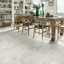Carrelage Mural Effet Béton|Carrelage Sol Effet Béton<Carrelage sol et mur intérieur en grès cérame émaillé effet béton blanc satin L.60 x l.60 cm x ép.8 mm, Malt