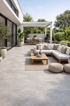 Cristacer Carrelage sol et mur intérieur / extérieur effet béton antidérapant R11 Arbia Grey l.60 X L.60 cm rectifié 1er choix- Carrelage Extérieur Et Terrasse