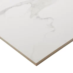 GoodHome Carrelage Mural Effet Marbre|Carrelage Sol Pour Pièce À Vivre<Carrelage sol et mur intérieur effet marbre blanc mat L.60 x l.60 cm x ép.9 mm, Ultimate Marble