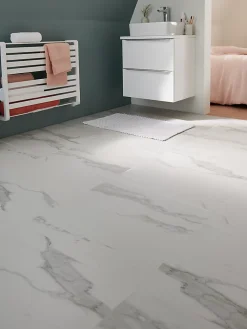 GoodHome Carrelage Mural Effet Marbre|Carrelage Sol Pour Pièce À Vivre<Carrelage sol et mur intérieur effet marbre blanc mat L.60 x l.60 cm x ép.9 mm, Ultimate Marble