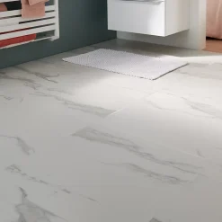 GoodHome Carrelage Mural Effet Marbre|Carrelage Sol Pour Pièce À Vivre<Carrelage sol et mur intérieur effet marbre blanc mat L.60 x l.60 cm x ép.9 mm, Ultimate Marble