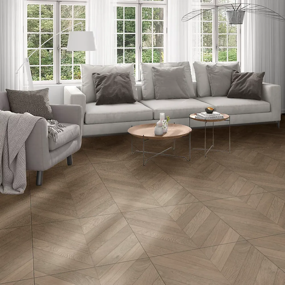 Carrelage Mural Pour Pièce À Vivre|Carrelage Mural Effet Bois<Carrelage sol et mur intérieur effet bois chevron mat L.60 x l.60 cm x ép.9 mm, Baku