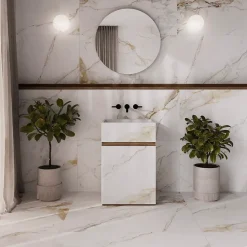 Ecoceramic Carrelage Mural Effet Marbre|Carrelage Mural Pour Douche<Carrelage sol et mur intérieur en grès cérame émaillé effet marbre blanc mat L.120 x l.60 cm x ép.9 mm, Aster