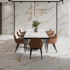 Ecoceramic Carrelage Mural Effet Marbre|Carrelage Mural Pour Douche<Carrelage sol et mur intérieur en grès cérame émaillé effet marbre blanc mat L.120 x l.60 cm x ép.9 mm, Aster