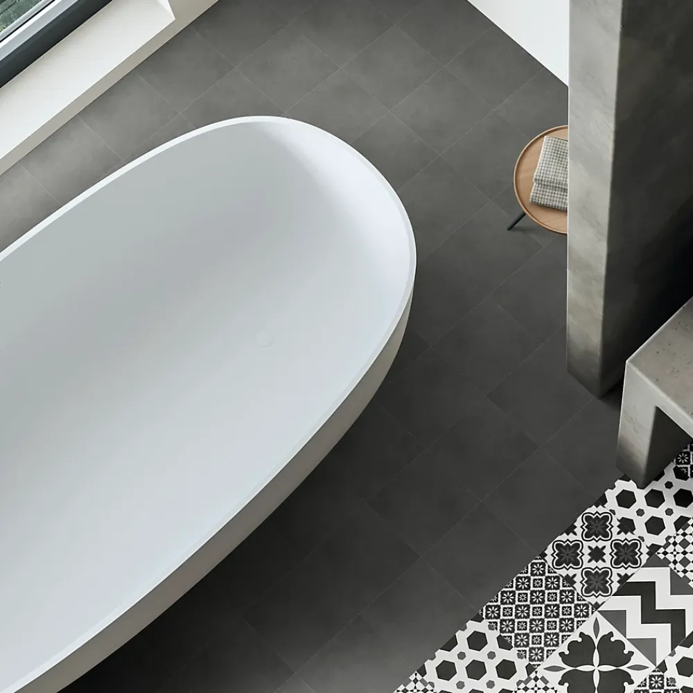 Carrelage Mural Pour Wc|Carrelage Sol Pour Wc<Carrelage sol et mur intérieur gris foncé effet ciment L.20 x l.20 cm x ép.7,4 mm, Glamour Slate