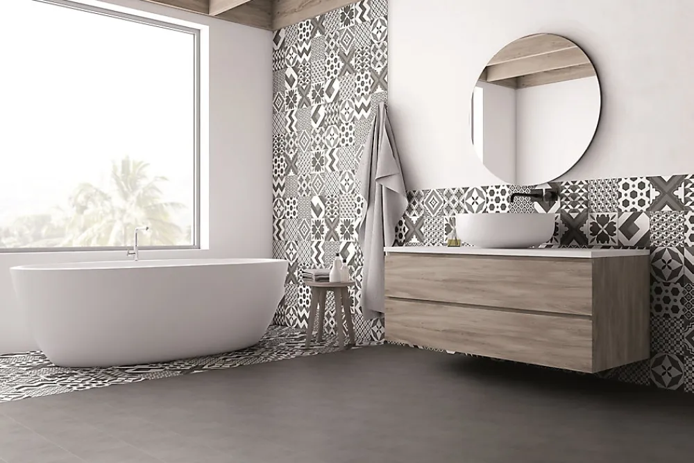 Carrelage Mural Pour Wc|Carrelage Sol Pour Wc<Carrelage sol et mur intérieur gris foncé effet ciment L.20 x l.20 cm x ép.7,4 mm, Glamour Slate