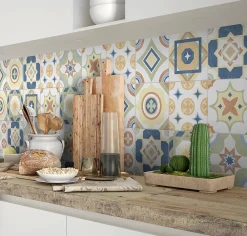 Carrelage Mural Pour Douche|Carrelage Mural Pour Wc<Carrelage sol et mur intérieur effet carreaux de ciment multicolores L.20 x l.20 cm x ép.7,4 mm, Liberty Multico