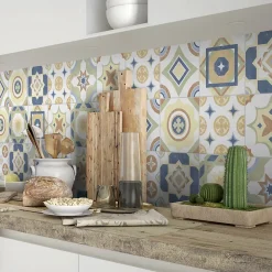 Carrelage Mural Pour Douche|Carrelage Mural Pour Wc<Carrelage sol et mur intérieur effet carreaux de ciment multicolores L.20 x l.20 cm x ép.7,4 mm, Liberty Multico