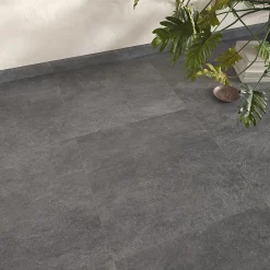 Carrelage sol et mur intérieur effet béton gris foncé L.60 x l.60 cm x ép.7,4 mm, Mitha- Carrelage Mural Effet Béton|Carrelage Sol Effet Pierre