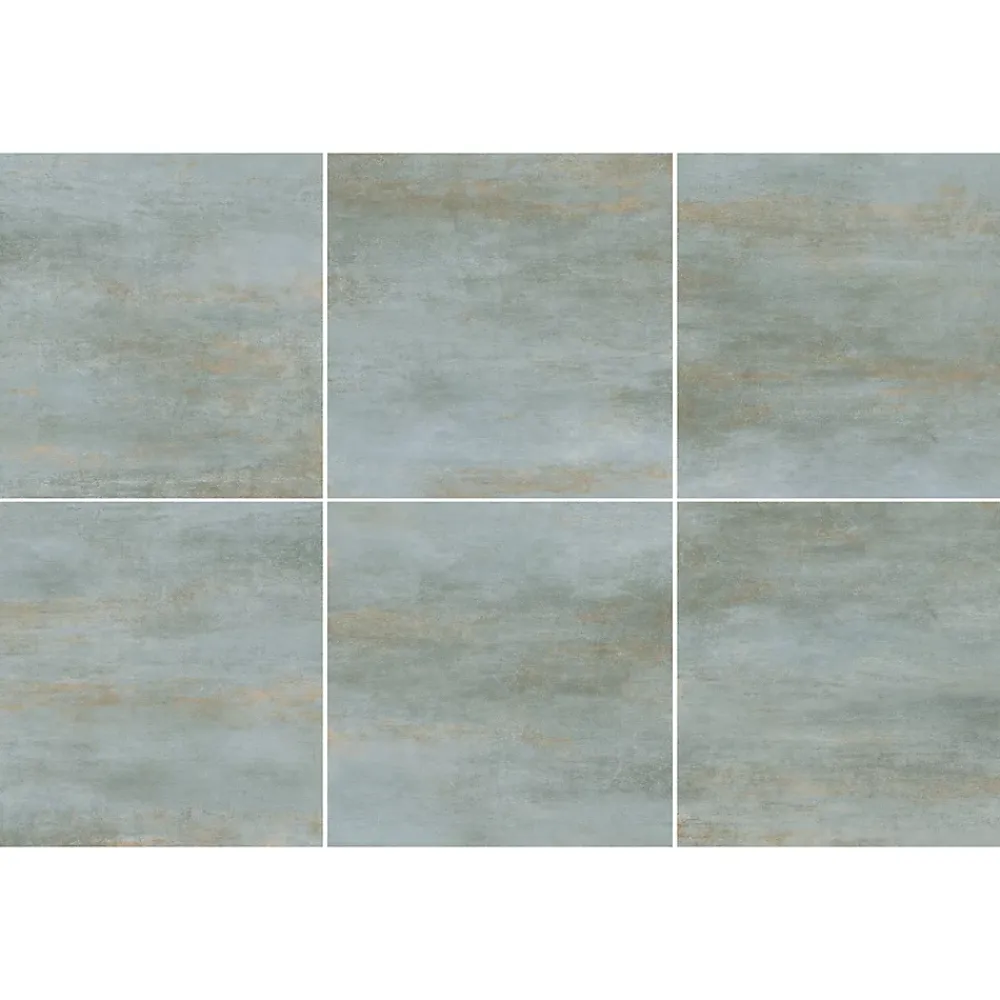 Gresmalt Carrelage sol et mur intérieur en grès cérame effet béton vert sauge mat L.61 x l.61 cm x ép.7,4 mm, Upper- Carrelage Mural Effet Béton|Carrelage Sol Effet Béton