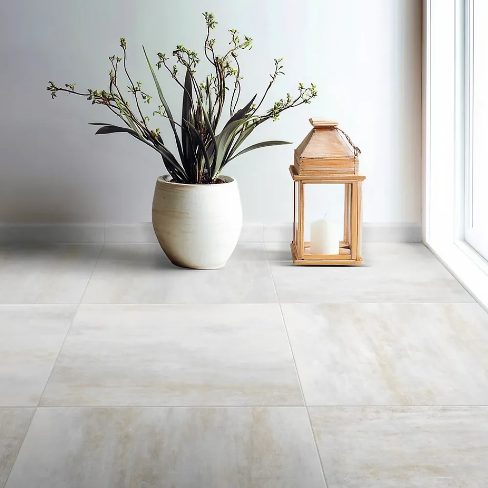 Gresmalt Carrelage sol et mur intérieur en grès cérame effet béton blanc mat L.60 x l.60 cm x ép.7,4 mm, Upper- Carrelage Mural Pour Cuisine|Carrelage Mural Effet Béton